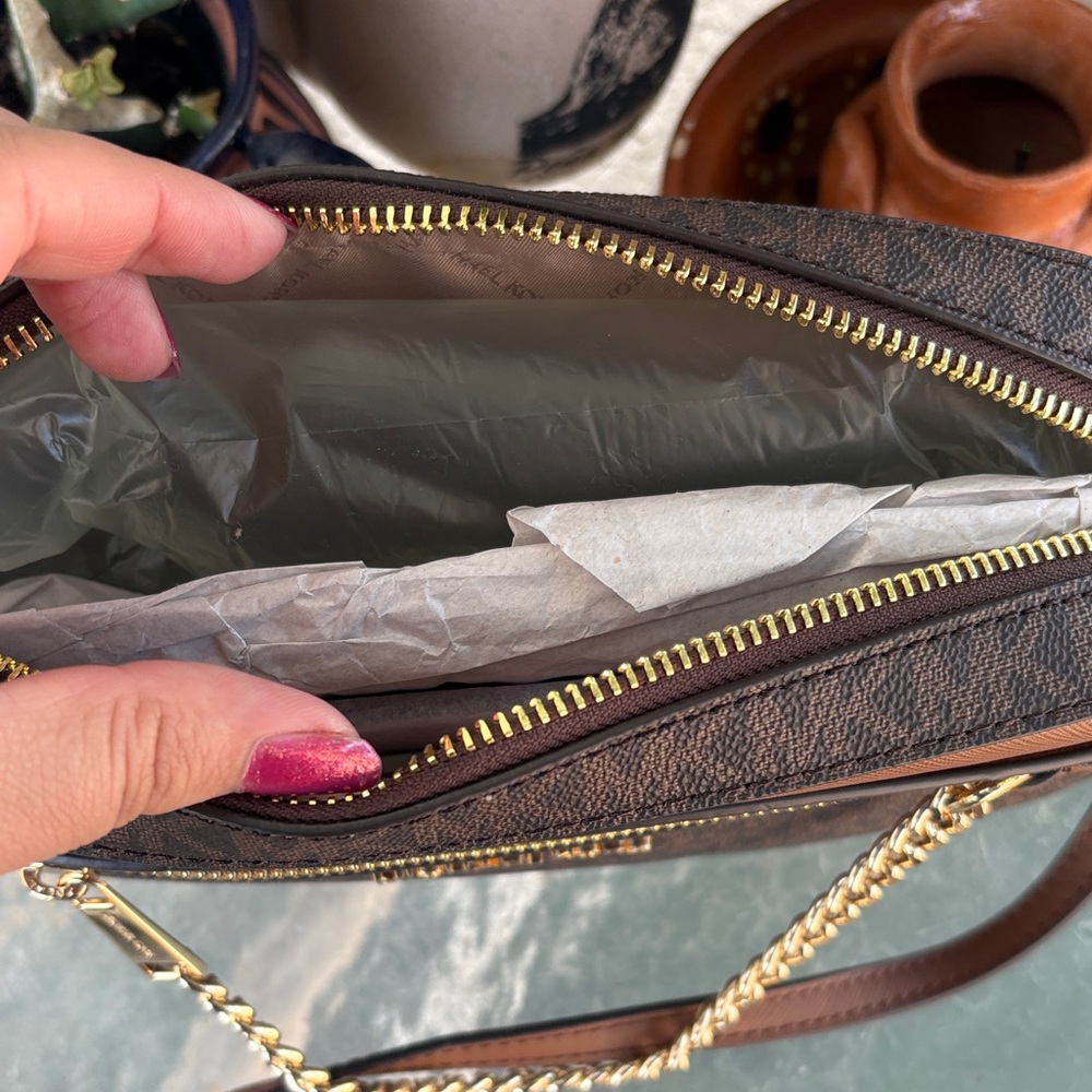 Michael Kors Dark Brown and Tan Crossbody Bag - Picture 2 of 6